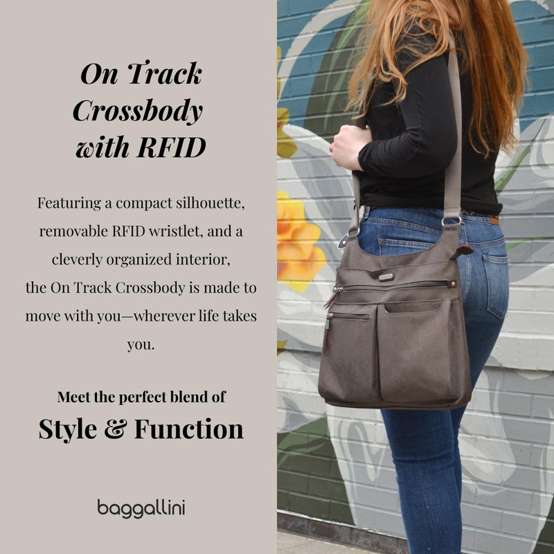 Baggallini Womens New Classic Zip With Rfid Phone Wristlet On Track Crossbody, Stone, One Size US - Image 2
